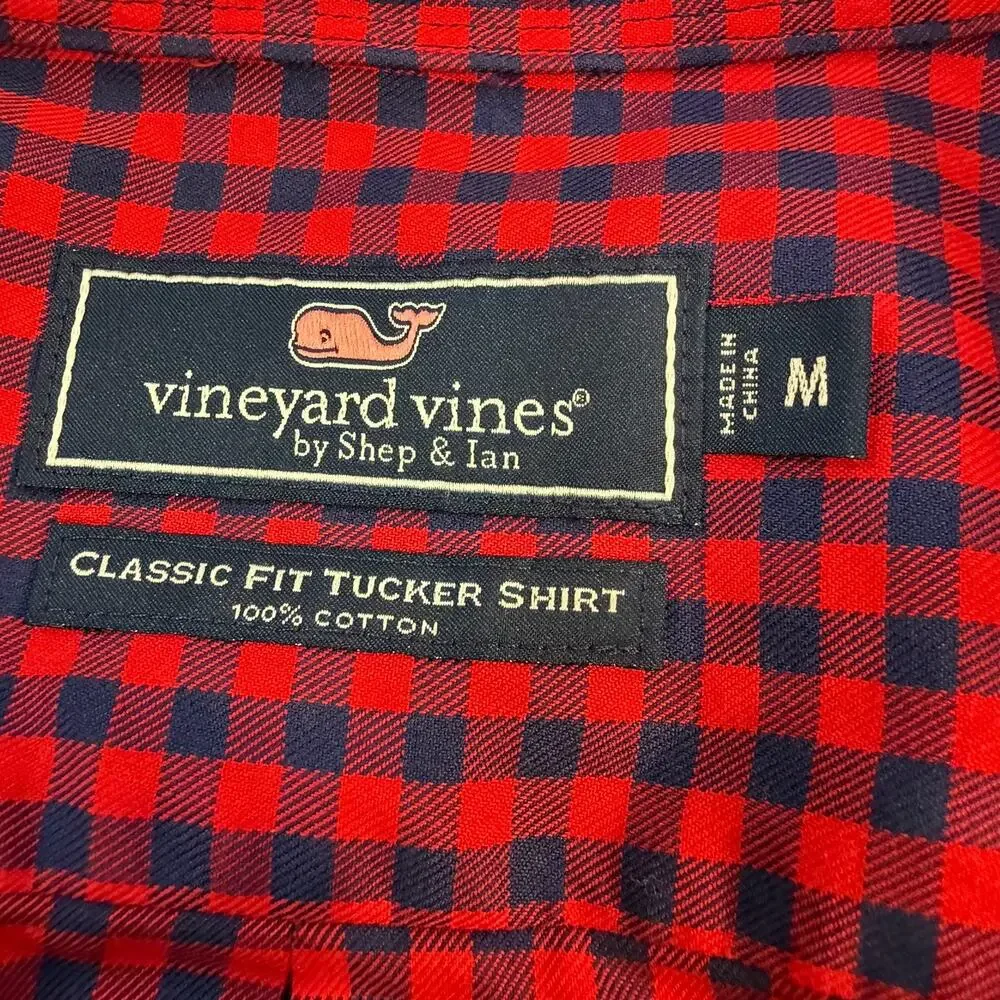 Vineyard Vines Medium Men’s Performance Classic Fit Tucker Red Plaid Shirt - Picture 3 of 13